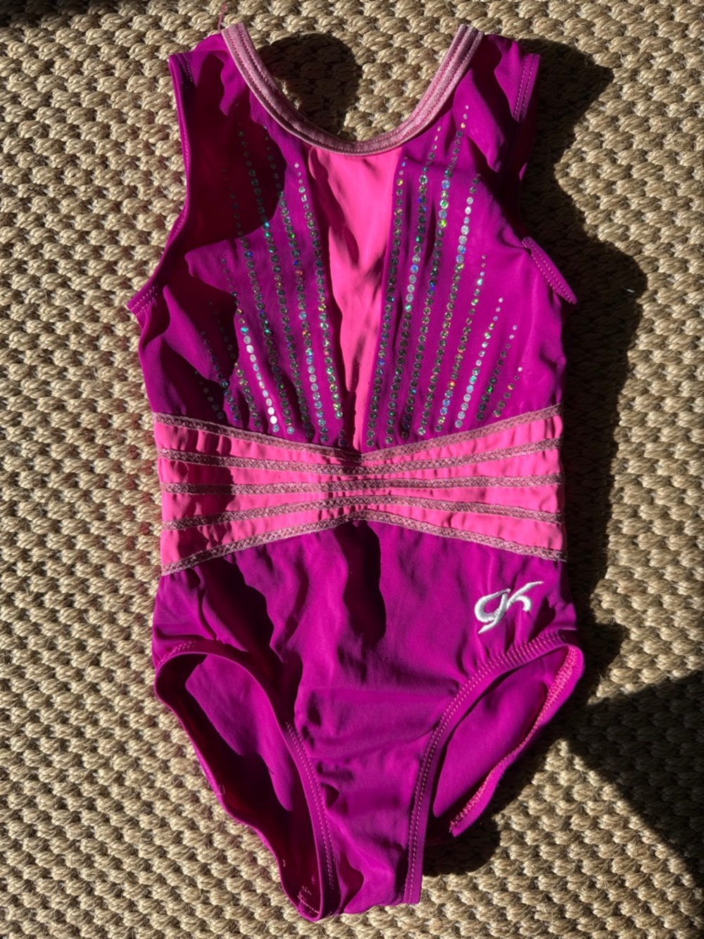 GK Elite Kids Hot Pink & Fuchsia Sparkle Gymnastics Leotard child small